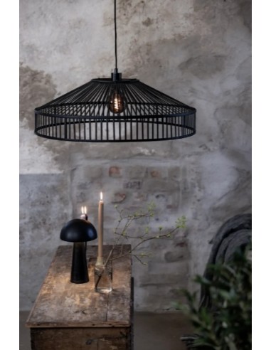 Markslöjd Tapa – Suspension 1xE27 en bambou noir mat, idéale pour salle à manger ou cuisine