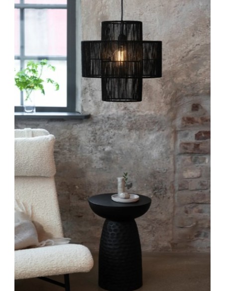 Markslöjd Soga – Suspension 1xE27 en jute noir mat, idéale pour salle à manger ou séjour