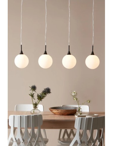 Markslöjd Quattro XL -Suspension, look élégant, structure en fer noir, ampoules non incluses, fixation plafond