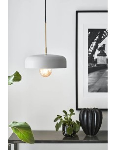 Markslöjd Caen – Suspension grise 1xE27, laiton brossé élégant, design contemporain 2