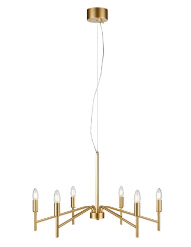 Markslöjd Monarch – Suspension métallique dorée, 6 lumières, style raffiné et contemporain