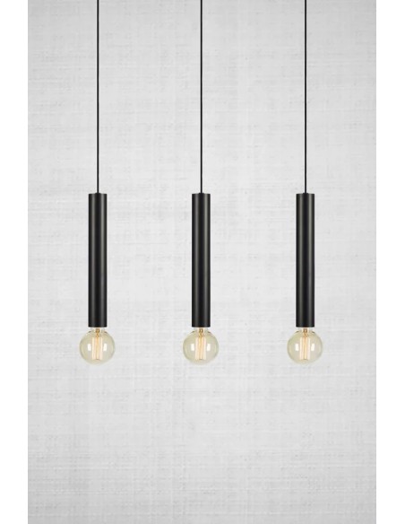 Markslöjd Sencillo – Luminaire linéaire noir 3 lumières, parfait au-dessus d’un îlot ou d’une table