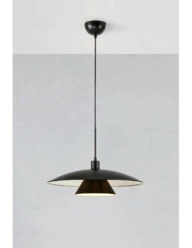 Markslöjd Millinge – Suspension LED E27 40W max, abat-jour classique nordique noir et blanc