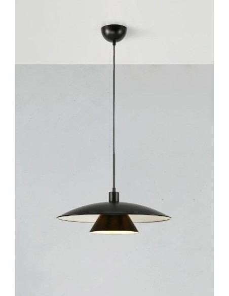 Markslöjd Millinge – Suspension LED E27 40W max, abat-jour classique nordique noir et blanc