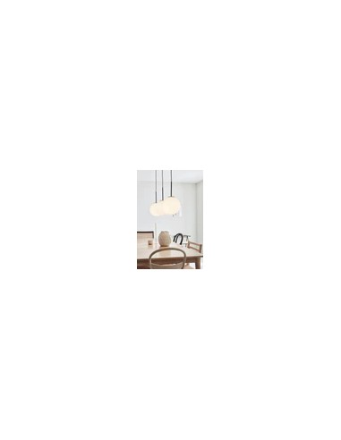 Markslöjd Dione – Suspension métal noir et blanc, 3 lampes E14, câble textile 1,5 m