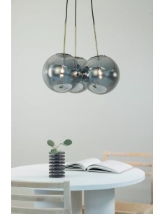 Markslöjd Dione – Suspension ronde élégante, 3 lampes E14, cordons textile 1,5 m 2