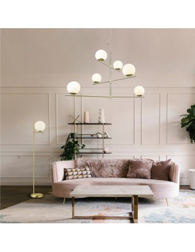 Trio Pure – Lampadaire élégant en verre opale blanc, style épuré et moderne, LED compatible