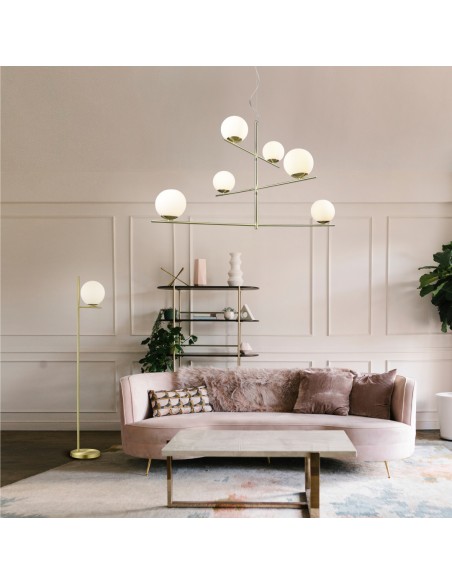 Trio Pure – Lampadaire élégant en verre opale blanc, style épuré et moderne, LED compatible