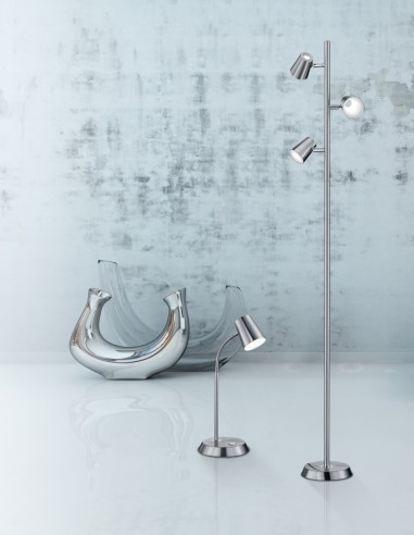 Trio – Narcos – Lampe de chevet LED tactile, 3000K, métal nickel mat et acrylique blanc