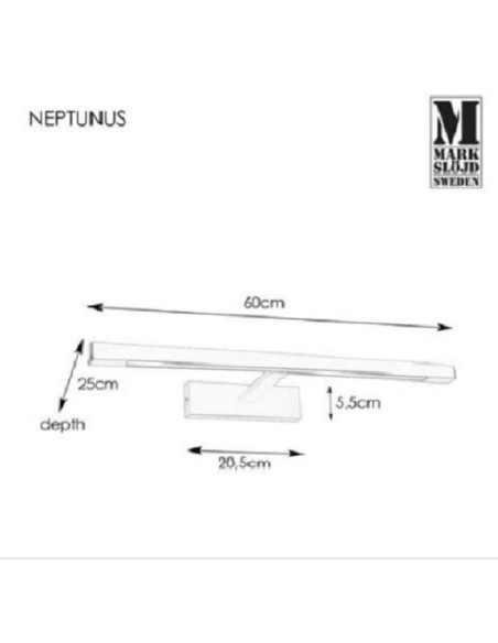 Applique murale étanche 9W Neptunus 60 cm noire - Markslöjd Leluminaireled.com