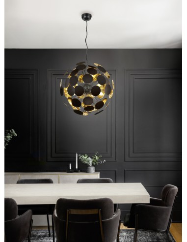 Trio – Discalgo – Suspension décorative 6xE14, intérieur doré, style créatif et chaleureux