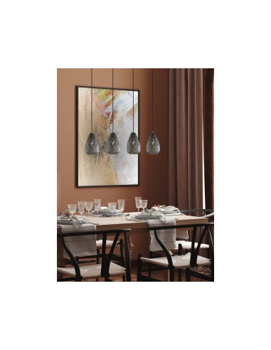 Trio Onyx – Suspension multi-abat-jour asymétrique, effet lumière facetté, idéal pour salle à manger