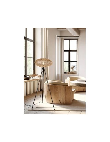 Trio Hedda – Éclairage d'ambiance en sisal et métal noir, pour une touche authentique dans votre intérieur