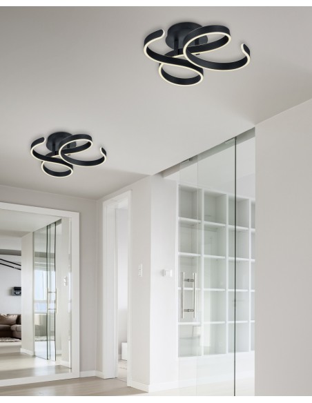 Trio – Francis – Luminaire LED 40W, variateur 3 niveaux, design anthracite, 54 cm diamètre