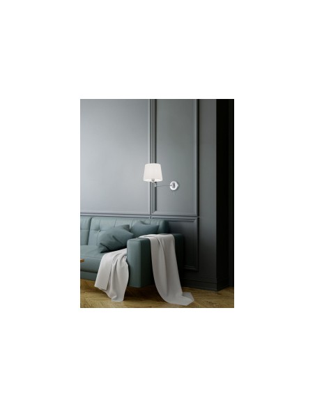 Trio Lyon – Applique design FLEXconnect, nickel mat, abat-jour tissu blanc, 1xE27