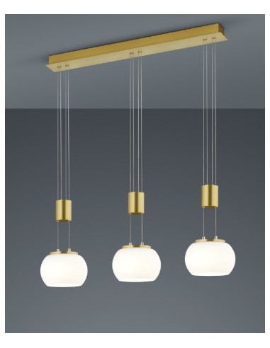 TRIO Madison – Lampe suspendue moderne 3x900 lm, réglable en hauteur, aluminium et verre.