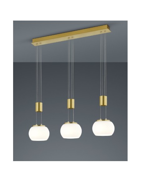 TRIO Madison – Lampe suspendue moderne 3x900 lm, réglable en hauteur, aluminium et verre.