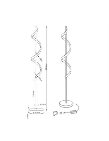 TRIO Sydney – Lampadaire décoratif LED 22W, acrylique blanc, IP20, 230V, spirale moderne, H162 cm.