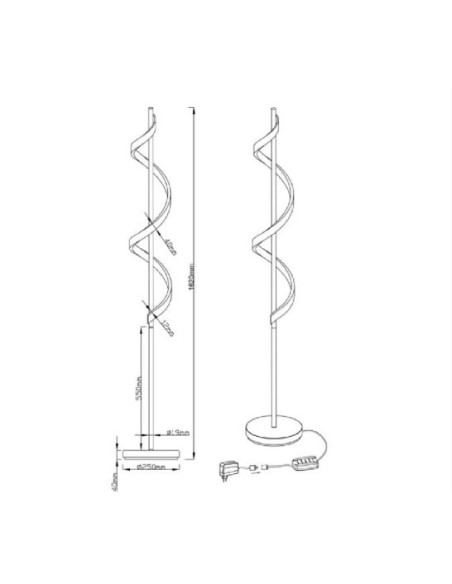 TRIO Sydney – Lampadaire décoratif LED 22W, acrylique blanc, IP20, 230V, spirale moderne, H162 cm.