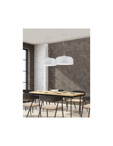 Trio Baron – Suspension blanche 4 lumières, Ø52 cm, idéale pour salle à manger