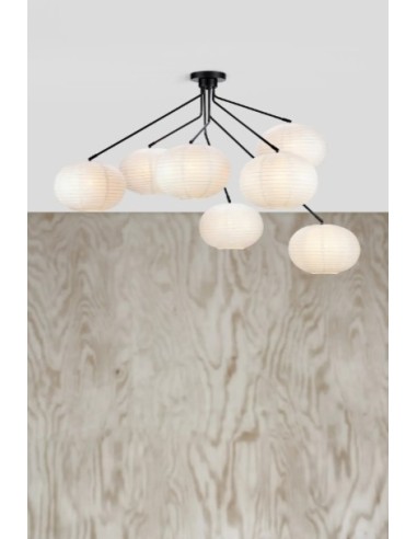Markslöjd Galaxy – Plafonnier noir avec abat-jour style riz, ambiance zen et chaleureuse