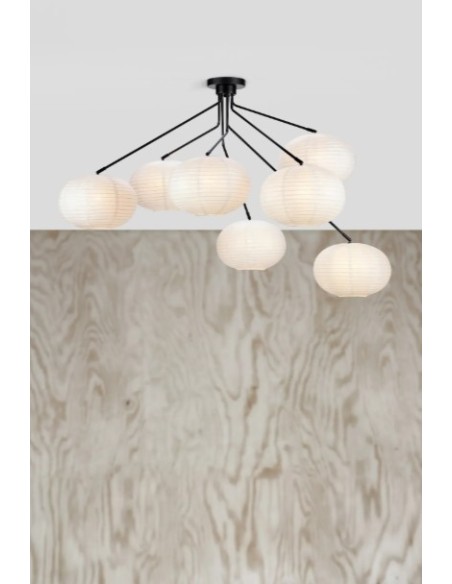 Markslöjd Galaxy – Plafonnier noir avec abat-jour style riz, ambiance zen et chaleureuse