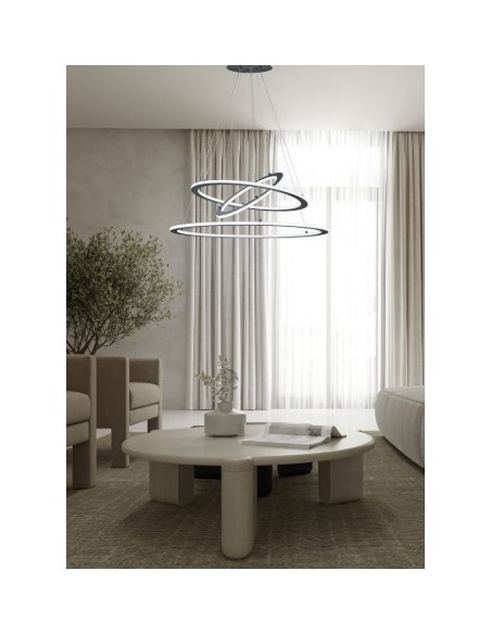 TRIO Durban – Suspension moderne avec LED intégrée, variateur SWITCH 3 niveaux, 8900 lm, métal anthracite, IP20.