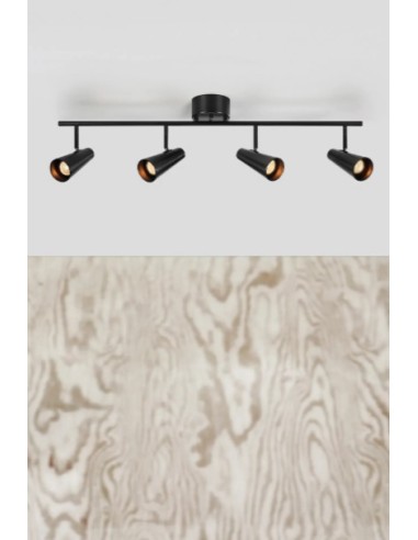 Markslöjd Crest – Plafonnier noir mat fonctionnel avec quatre spots ajustables