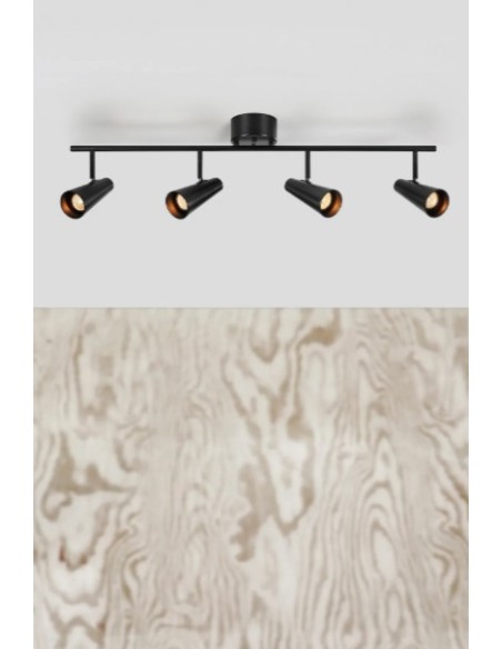 Markslöjd Crest – Plafonnier noir mat fonctionnel avec quatre spots ajustables
