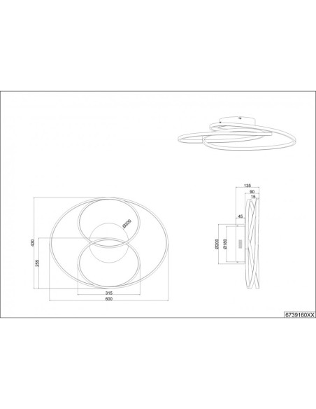 Trio Gale – Plafonnier LED 3000K avec variateur SWITCH, ambiance élégante et contemporaine