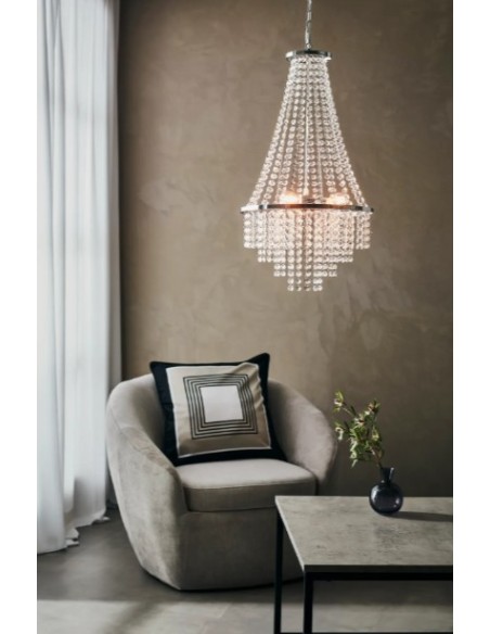 Markslöjd Allington – Lustre intérieur chic en métal chromé avec cristal clair, 3xE14