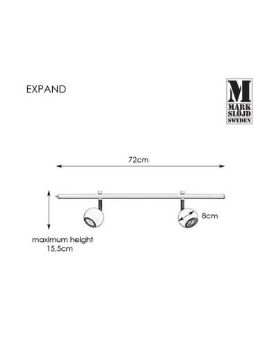 Markslöjd Expand – Luminaire mural en acier avec rail 72 cm, spots réglables pour éclairage ciblé