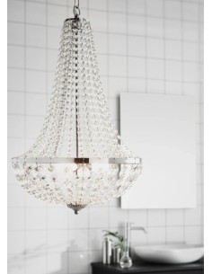 Markslöjd Gränsö – Lustre salle de bains IP44 en métal chromé avec prismes en cristal, 3x G9 2