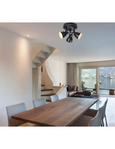 Markslöjd Fjällbacka – Luminaire plafond noir 3xG9, éclairage doux, IP44