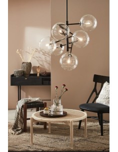 Markslöjd Andrew – Plafonnier noir 6xG9 avec globes en verre transparent 2