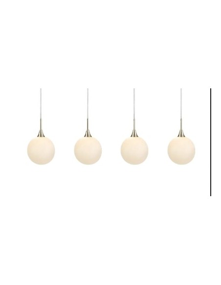 Markslöjd Quattro XL – Suspension linéaire 90 cm, verre opale et métal doré patiné