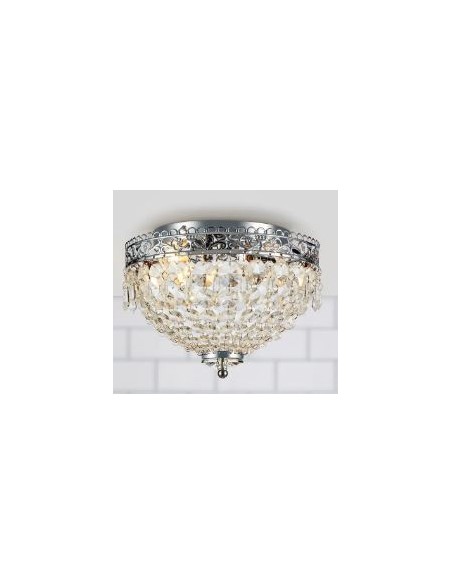 Markslöjd Joline – Plafonnier métal chromé et prismes cristal, montage fixe, 2 ampoules E14