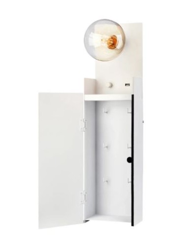 Markslöjd Combo – Applique multifonction E27, prise USB, lumière modulable et look moderne blanc