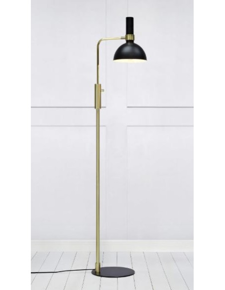 Markslöjd Larry – Lampadaire intérieur, LED E27 60W, câble textile, variateur sur pied, noir/laion
