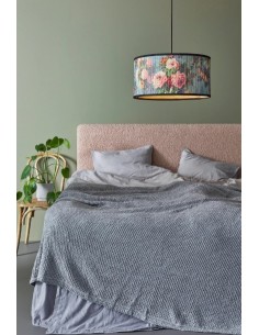 Markslöjd Park – Plafonnier bambou, motif floral bleu, E27, câble textile noir 150 cm. 2