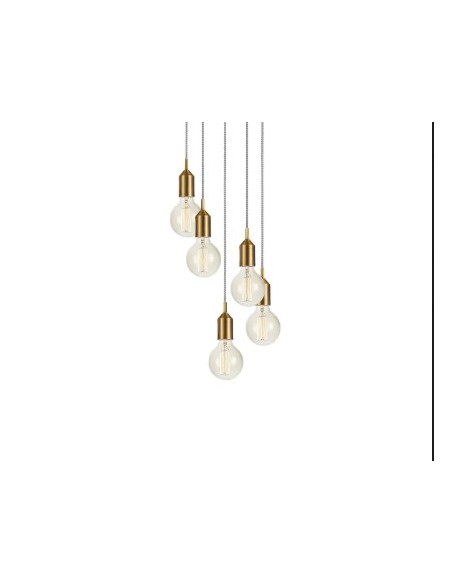 Suspension Bronx Markslöjd, 5 sources E27, finition bronze, idéal au-dessus d’un îlot.