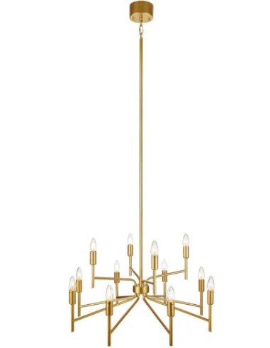 Suspension Regent Doré – Métal peint or, 12 douilles E14, éclairage élégant et adaptable.