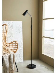 Lampadaire Crest noir mat, abat-jour réglable, ampoule GU10 7W, design élégant et minimaliste. 2