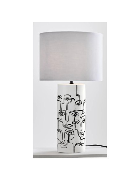 Lampe décorative Famille, céramique blanche et noir, E27, style moderne et créatif.