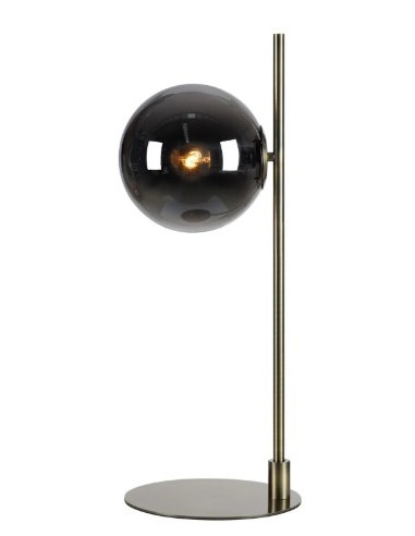 Markslöjd Dione Antique/Fumée – Luminaire bureau verre fumé, ampoule E14, câble textile 2m, IP20.