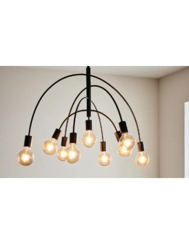 Markslöjd Lavello noir – 9 sources lumineuses, style aérien, idéal salon ou salle à manger.