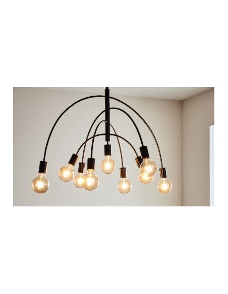 Markslöjd Lavello noir – 9 sources lumineuses, style aérien, idéal salon ou salle à manger.