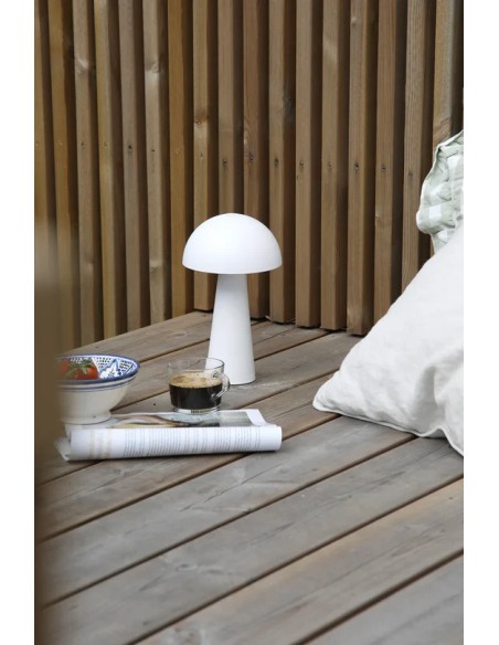 Markslöjd Fungi– Hauteur 26,5 cm, LED blanc chaud 3000 K, variateur tactile, autonomie 8h, câble USB blanc
