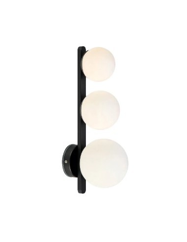 Luminaire mural Puro – IP44, 3 G9, style moderne, verre opale et métal noir, usage salle d’eau.