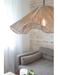 Markslöjd Nami – Diamètre 60 cm, abat-jour textile artisanal, câble textile noir 150 cm 2